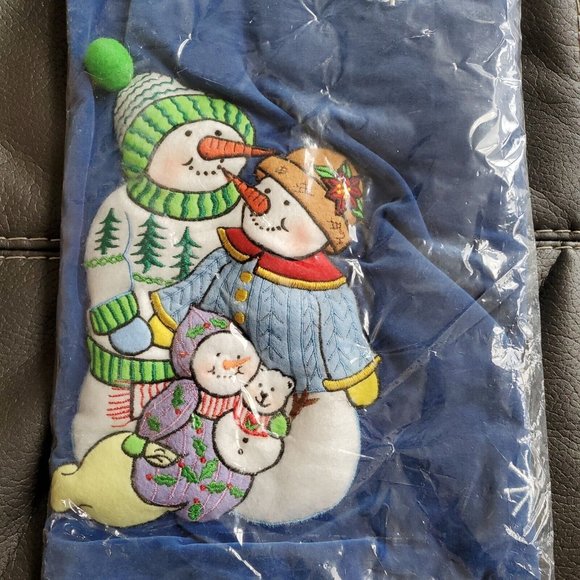 Vtg Brother Sister Design Studio Velvet Cozy Christmas Table Runner Snowman 1999 - Picture 3 of 6